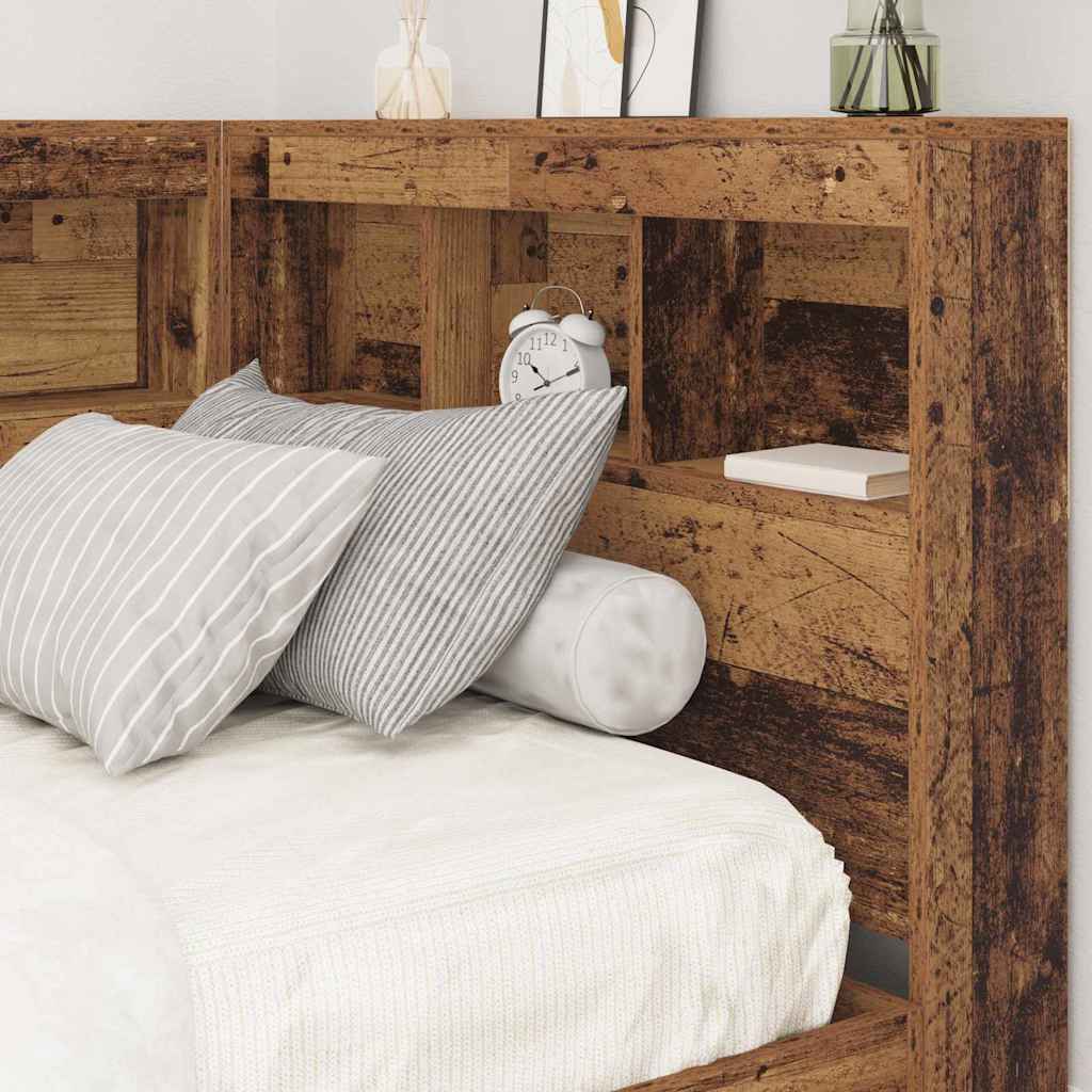 Storage Headboard with Shelf Old wood 90 cm Engineered wood